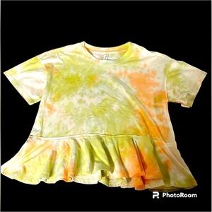 Wishlist size large pastel colored tie dye short sleeved peplum blouse